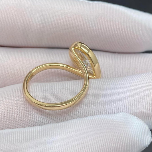 Pear Cut Lab Grown Bezel Set Diamond Engagement Ring