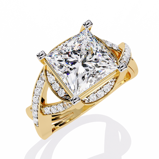 Lab Grown Princess Cut Twisted Band Diamond Ring For Women