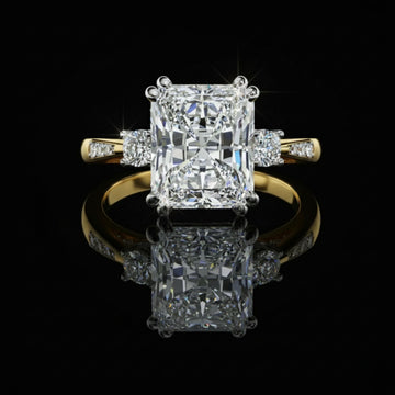 3.66 CT Dazzling Radiant Cut Lab Grown Diamond Trilogy Ring A Brilliant Fusion of Modern Jewelry Gift