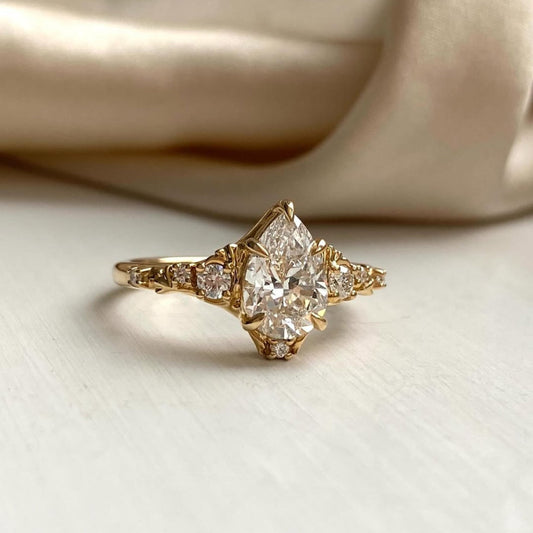 Pear Cut Lab Grown Diamond Vintage Ring For Women
