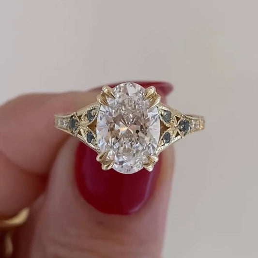 Oval Cut Diamond Lab Grown Vintage Classic Ring
