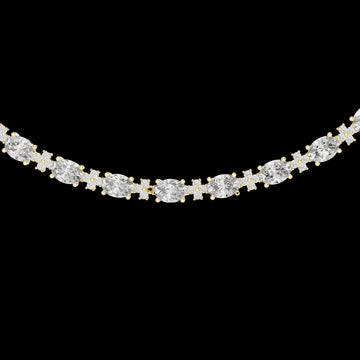 Oval Diamond Lab Grown Tennis Necklace with Round Accents