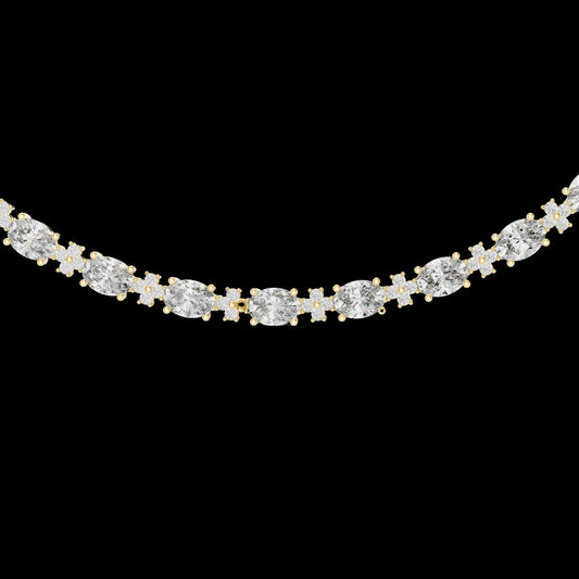 Oval Diamond Moissanite Tennis Necklace with Round Accents