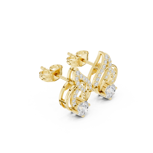 Bright Modern Round Lab Diamond Swirl Stud Earring