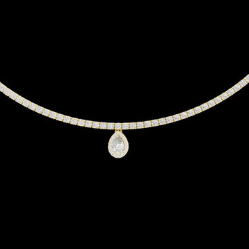 0.25 CT Elegant Lab Grown Round Tennis Necklace with Pear Shaped Drop Pendant Classic Redefined