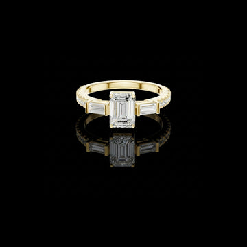 1.00 CT Everlasting Lab Grown Emerald Cut Ring For Moment Of Day
