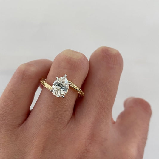 Nature Inspired Oval Lab Grown Diamond Promise Ring