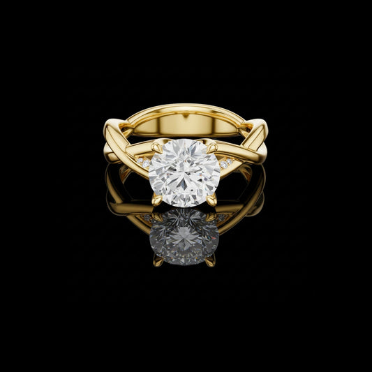 Round Cut Moissanite Diamond Infinity Twist Ring