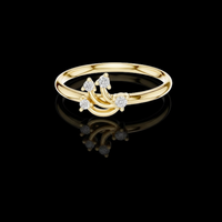 0.046 TCW Elegant Celestial Arc Accent Ring Featuring a Curved Four Moissanite Diamonds