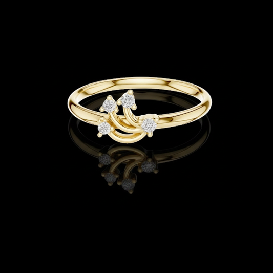 0.046 TCW Elegant Celestial Arc Accent Ring Featuring a Curved Four Moissanite Diamonds