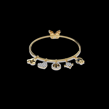 0.93 TCW Elegant Lab Grown Bracelet with Heart, Floral, and Symbolic Dangling Charms Featuring Sparkling Diamond Accent