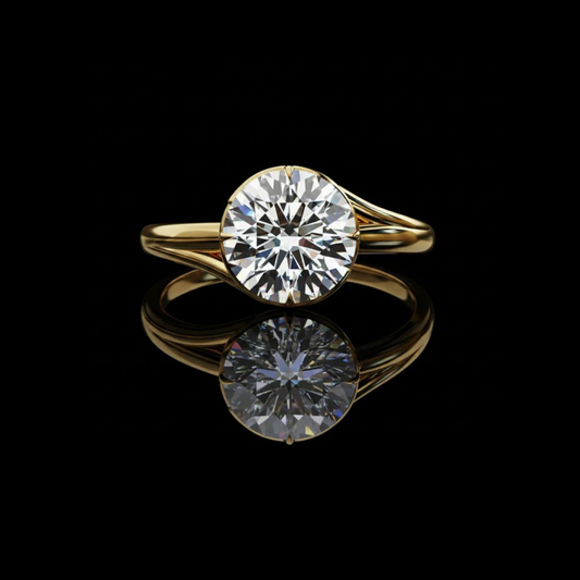 Unique Round Cut Moissanite Diamond Solitaire Promise Ring