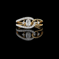 Oval Cut Open Wrap Engagement Ring With Pave Diamond Bands