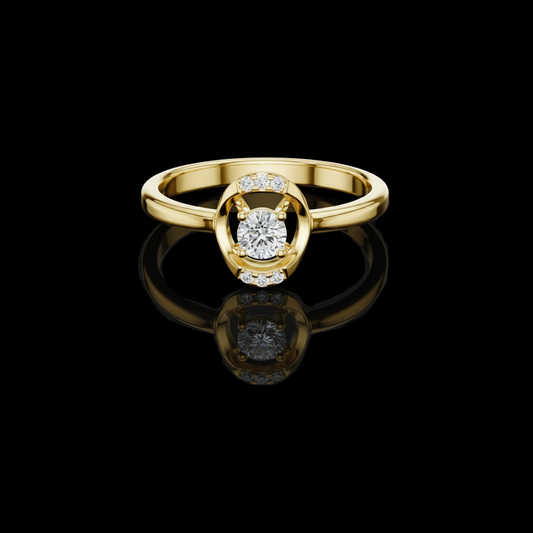 Floating Halo Round Cut Moissanite Diamond Engagement Ring