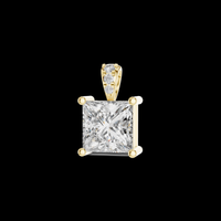 Princess Cut Solitaire Pendant with Center Moissanite and Encrusted Bale