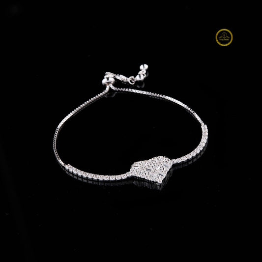 Baguette and Round Lab Diamond Elegant Heart shaped Bracelet