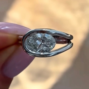 Oval Cut Lab Grown Diamond Bypass Solitaire Engagement Ring