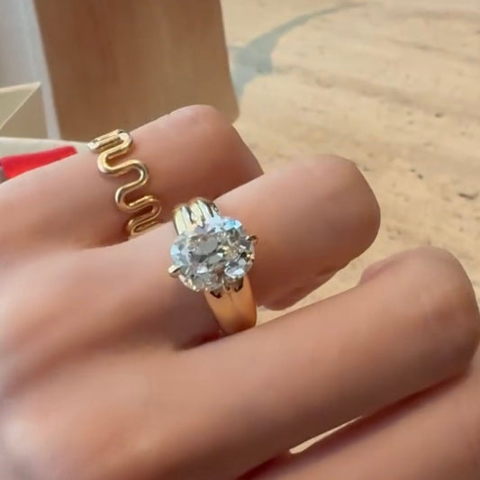 Cushion Lab Grown Solitaire Wedding Ring With Thick Band