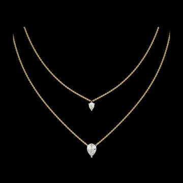 1.46 CT Luxury Elegant Dual Layer Necklace with Pear Shaped Moissanite Diamond Pendants