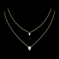 Layered Pear Cut Moissanite Diamond Double Pendant Necklace
