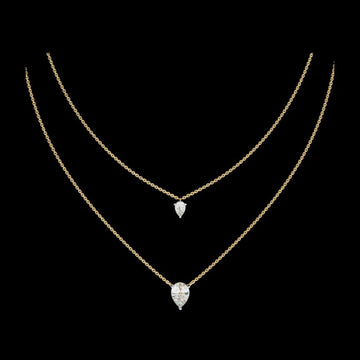 Layered Pear Cut Moissanite Diamond Double Pendant Necklace