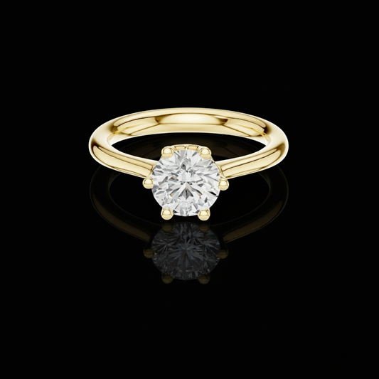 1.1 TCW Sparkling Round Moissanite Diamond Solitaire Minimalist Engagement Ring For Her