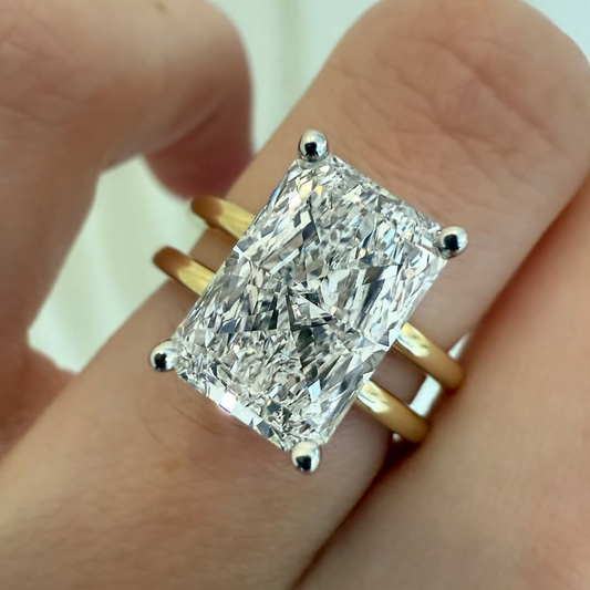 Elegant Radiant Lab Grown Double Band Hidden Halo Ring