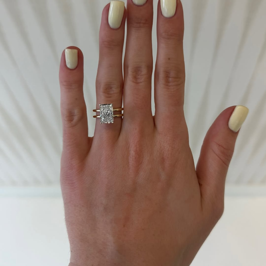 Elegant Radiant Lab Grown Double Band Hidden Halo Ring