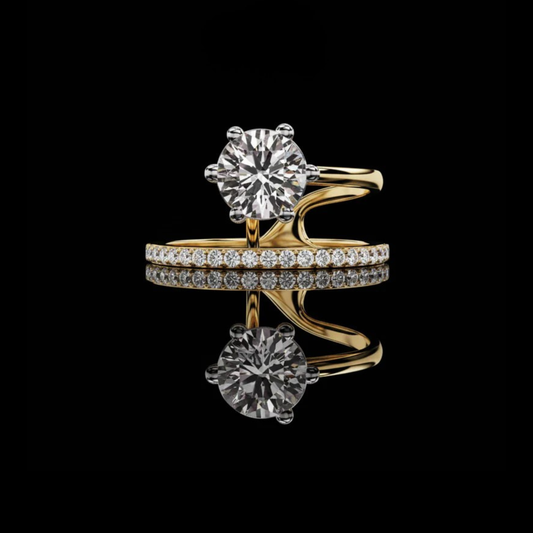 1.32 CT Luxury Brilliant Center Stone and Side Stones Round Cut Lab Diamond Ring Engagement Jewelry For Her