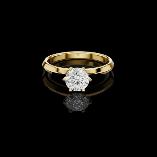 1.00 TCW Solitaire Ring with a Brilliant Round Cut Lab Grown Diamond in a Six Prong Classic Setting