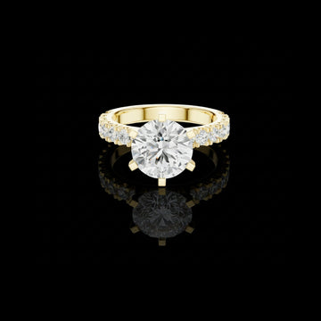 1.02 CT Graceful Round Cut Solitaire Lab Grown Diamond Ring with Tapered Pavé Band For Her