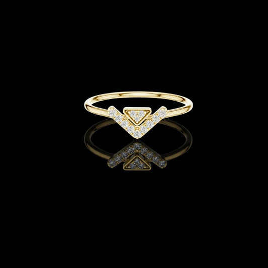 0.088 TCW Sleek V-Shape Moissanite Diamond Ring with Architectural Design in Gold For Her