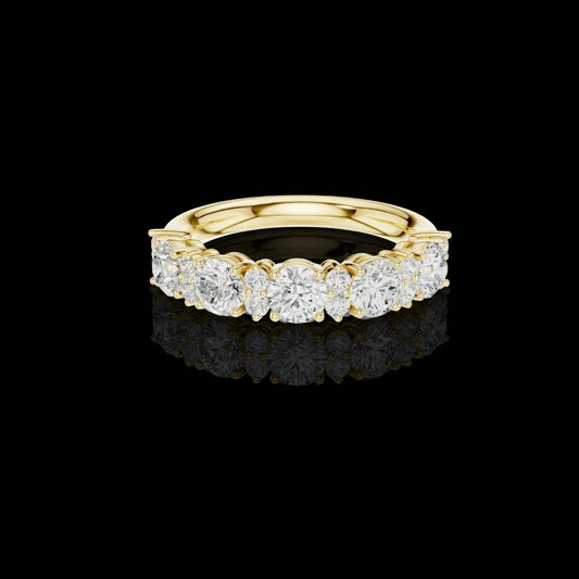 Round Lab Grown Diamond Half Eternity Wedding Band