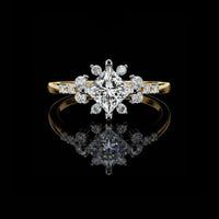 Princess Cut Floral Halo Moissanite Diamond Engagement Ring Vintage Style