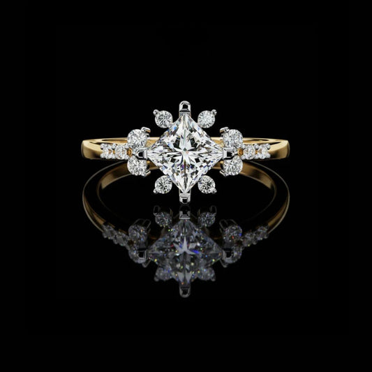 Vintage Style Princess Cut Lab Diamond Engagement Ring