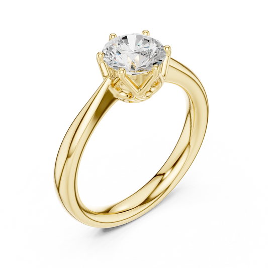 Round Cut Brilliant Solitaire Lab Diamond Ring Cathedral Setting