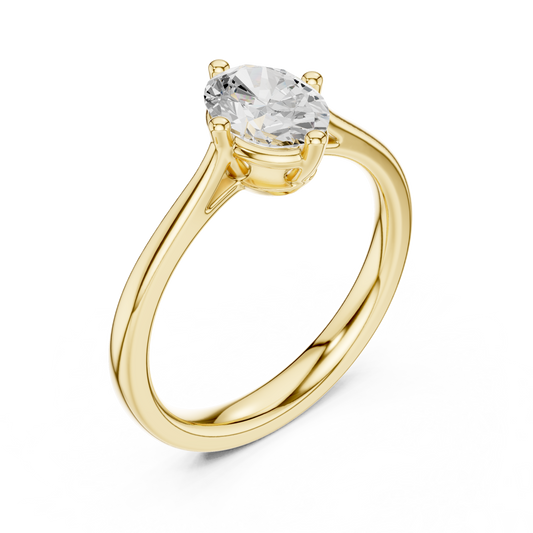 Oval Cut Lab Diamond Solitaire Engagement Ring With Four Prong