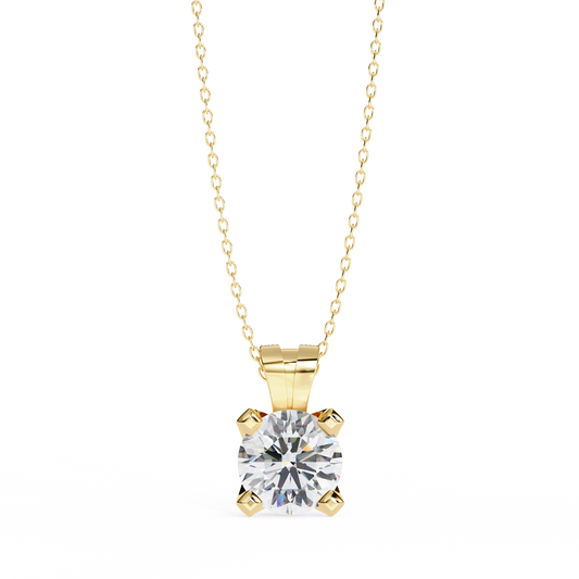 Round Cut Solitaire Pendant with Heavy Four Prong Double Bail Setting Moissanite
