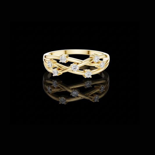 Round Cut Lab Grown Diamond Criss Cross Multi Band Ring