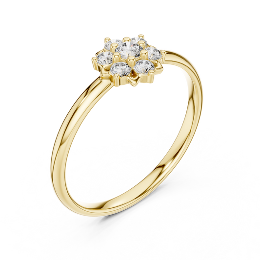 Floral Cluster Round Moissanite Diamond Engagement Ring