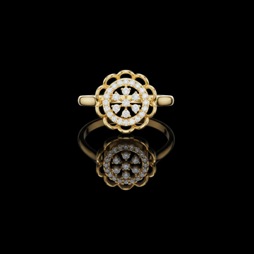 0.19 TCW Floral Diamond Medallion Ring with Intricate Petal Motifs and Brilliant Moissanite Sparkle