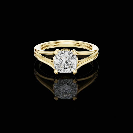 Split Shank Cushion Cut Lab Diamond Solitaire Rings