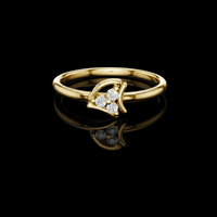 0.042 TCW Elegant Artistic Petal Design and Sparkling Lab Grown Trio Diamond Ring