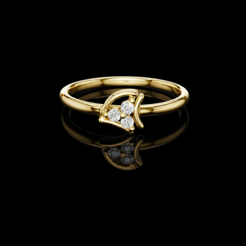 0.042 TCW Elegant Artistic Petal Design and Sparkling Lab Grown Trio Diamond Ring
