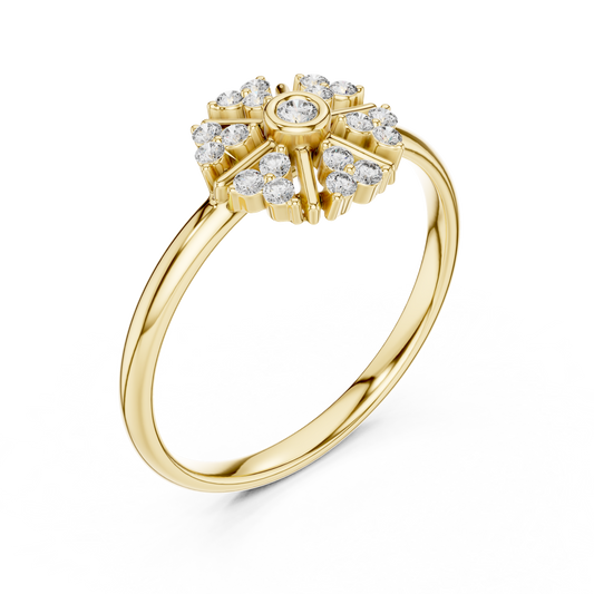 Moissanite Round Diamond Nature Inspire Statement Ring