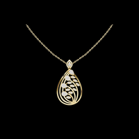 Teardrop Shape Leaf Inspire Round Moissanite Pendant