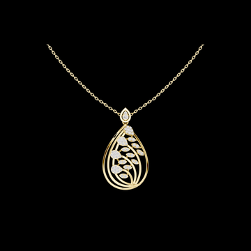 Teardrop Shape Leaf Inspire Round Moissanite Pendant