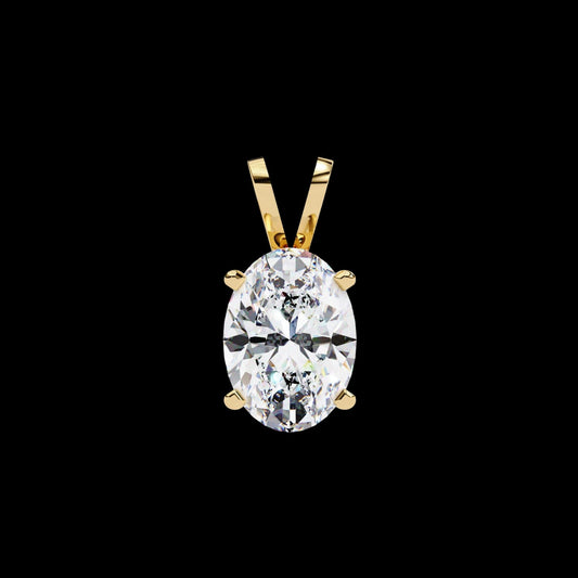 Oval Cut Lab Grown Diamond Solitaire Four Prong V Bail Pendant