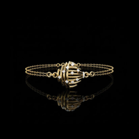 Round Cut Moissanite Diamond Curved Motif Double Chain Bracelet