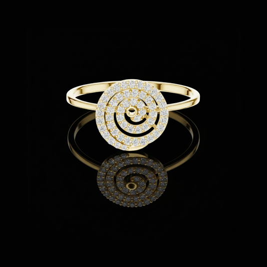 0.11 TCW Radiant Spiral Moissanite Diamond Ring Dazzling Modern Swirl Design with Micro Pave Sparkle